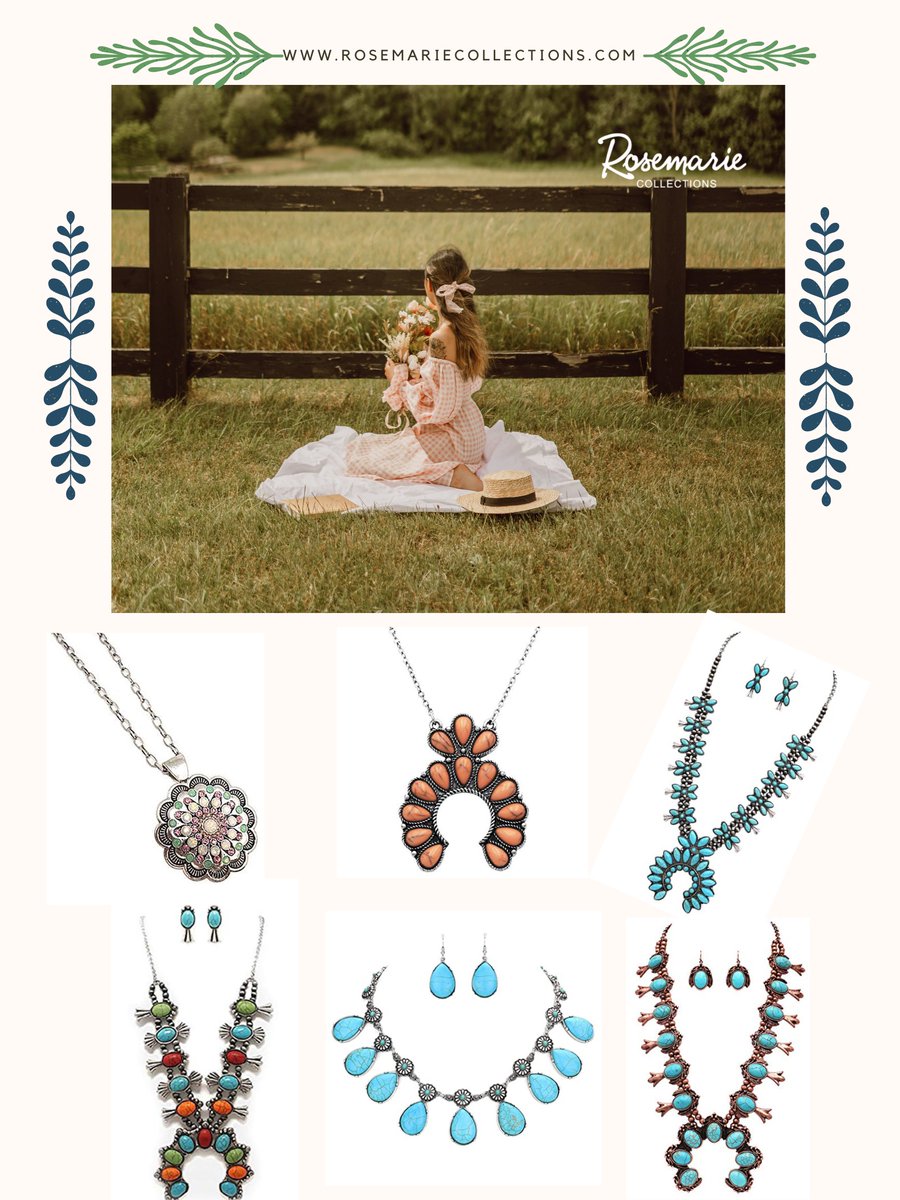 RMCollections's tweet image. Boho is mojo. Our Squash Blossom collection comes in so many different colors &amp;amp; sizes, you can use them in every look! #fashionforyou #jewelry #giftsforher #feelgreat #lookamazing #drewbarrymoreshow #squashblossomaccessories #accessories #amazonprime #rosemariecollections