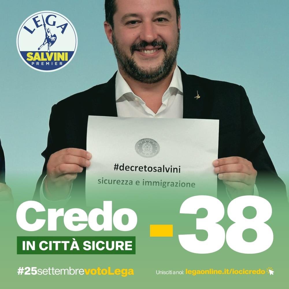 #Credo in città sicure #25settembrevotoLega