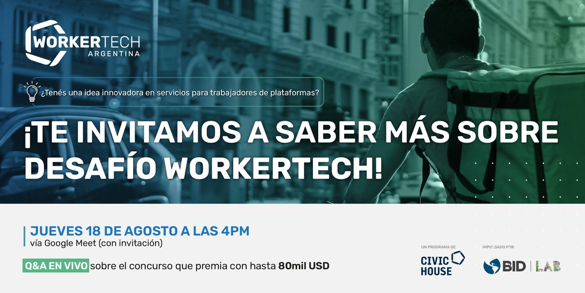 !Es hoy! Todavía estás a tiempo de participar del Webinar informativo sobre el Desafío WorkerTech Argentina. 

Te podés inscribir en: workertechargentina.org/post/quer%C3%A…