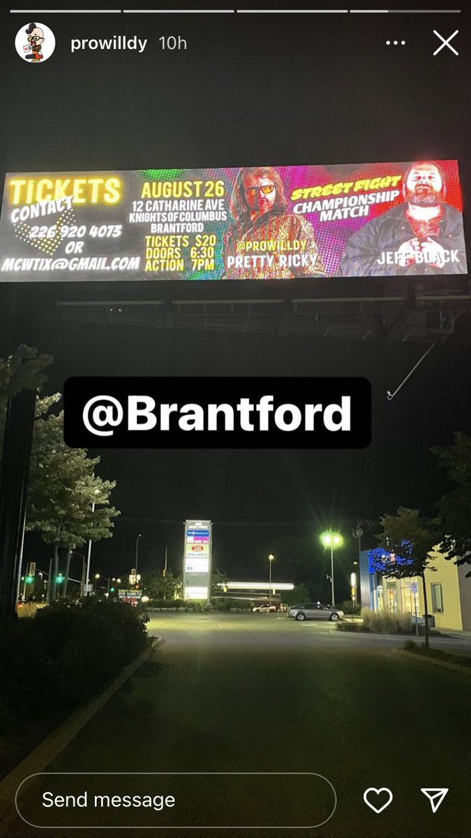 MCWBrantford's tweet photo. Gotta love billboards!!! #Brantford #ProWrestling @CityofBrantford @cityofhamilton @HamProWrestling @ProWilldy @ripimpact @downtownbrantfd @EZEEricCairnie @DocRichards629 @_CoreyStone @BeaaBeaaxox @Mileywrestler @rextheboot @OfSwole @tylera3ro #BuyInAndMarkOut @Phil_Gordon_MCW RT https://t.co/rylw67sCrC