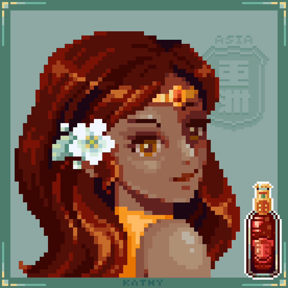 My 3rd personated drink: ASIA Sarsae, with the flower that gives her the unique and exotic personality (taste) #pixelart