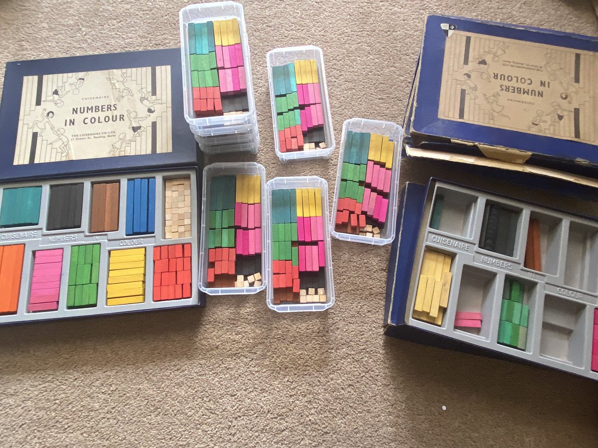 Having a sort of my table sets of cuisenaire rods and still admiring the beauty of the one almost untouched box! Going to have to use more of the whites but will admire it a little bit longer before I disturb it!!