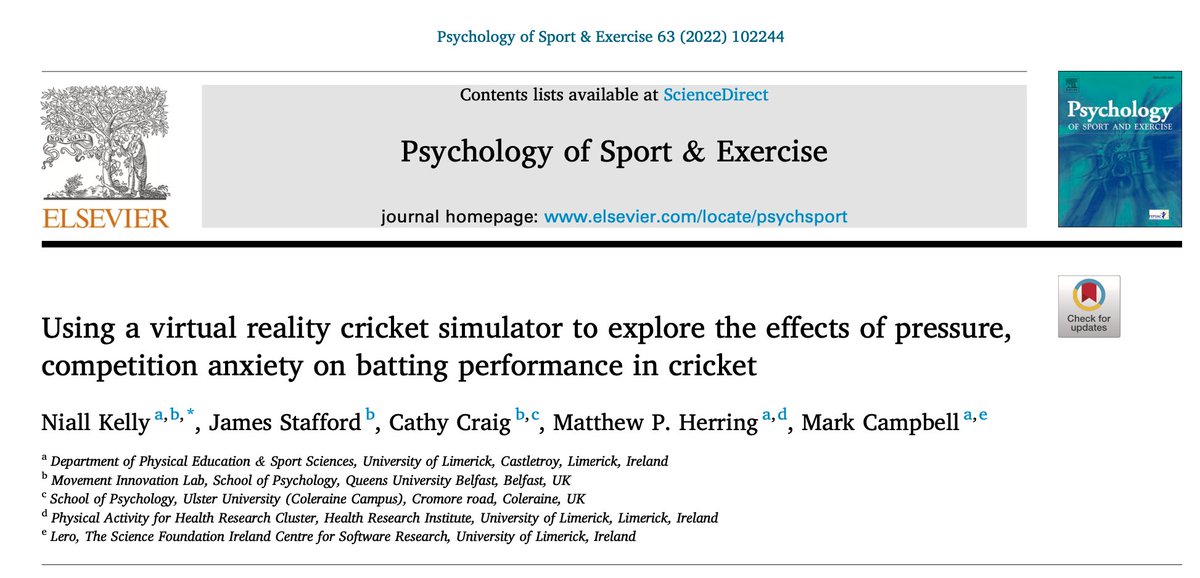 🚨 New publication with @Dr_MarkCampbell, @mph8, @JamesStafford94 & Prof. Cathy Craig @incisivsport in @ELSpsychology Delighted to have the opportunity to work with this team. A collaboration that was enabled through @ISSPonline in Seville 2017. 👉authors.elsevier.com/a/1fXZl5E1C4yI…👈