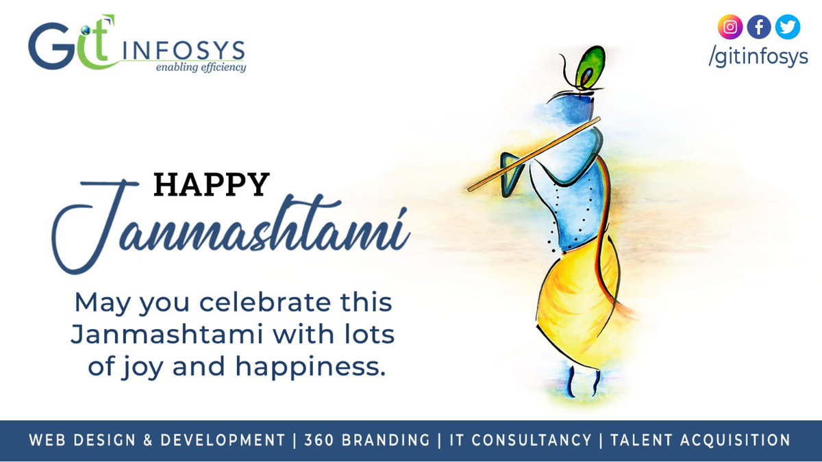 gitinfosys's tweet image. May you celebrate this Janmashtami with lots of Joy and Happiness!
GIT Infosys wishes you all a very #happyjanmashtami
#Happyjanmashtami2022 #Janmashtami #Janmashtami2022 #KrishnaJanmashtami #KrishnaJanmashtami2022 #Krishna #jaipur #gitinfosys
