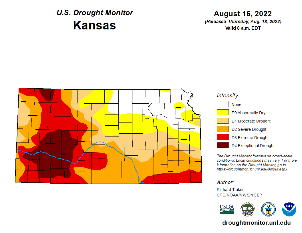 WaterSmartHays's tweet image. Moving into the RED...not the direction we like to see. 😔 #drought2022 #rainNEEDED droughtmonitor.unl.edu/CurrentMap/Sta…