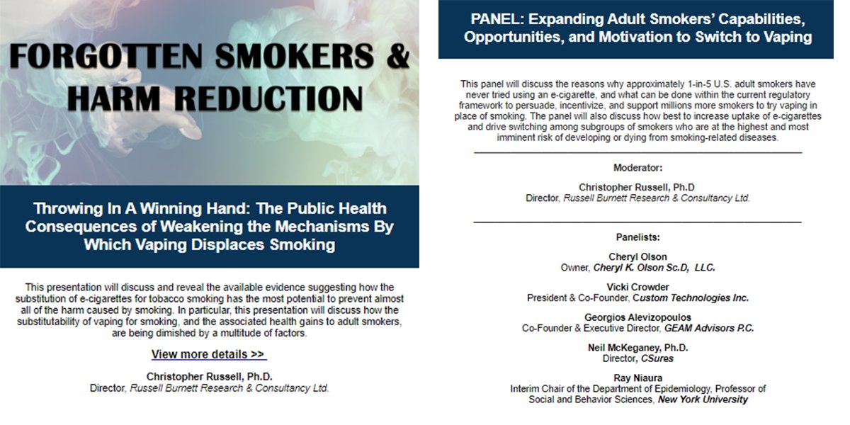 LET'S DIVE IN: Forgotten Smokers &amp; Harm Reduction - Check out this expert-led presentation and panel  discussing the current opportunities, benefits &amp; motivation to make the switch to vaping. 
Register today >> smithers.com/event/sessions… 

#electronicnicotinedevices #conference