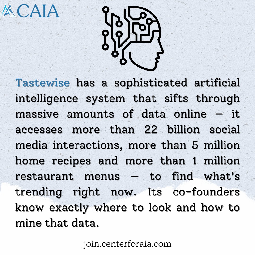 Centerforaia_'s tweet photo. How Tastewise Uses Artificial Intelligence to bridge the gap between consumers and Food Trends

To know more visit: https://t.co/TxtgURBnSE

#datascience #ArtificialIntelligence #ai #tastewise #food #trending #trends #cloud #dataanalyst #data https://t.co/kR3njfkWS5