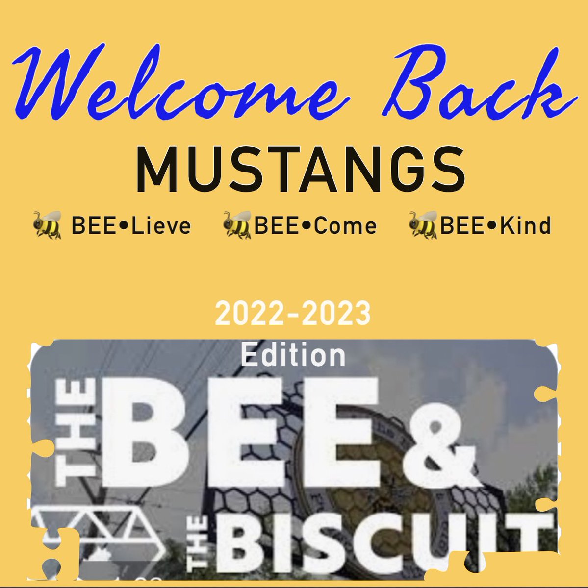 ORobinsonTaylor's tweet photo. Welcome Back Mustangs! It is going to be an awesome year 🐝 BEE•Cause you  🫵 are here!
BEE•Lieve | BEE•Come | BEE•Kind
Building Everyday Excellence at @CharlesChatter https://t.co/2bDXUvtQTW