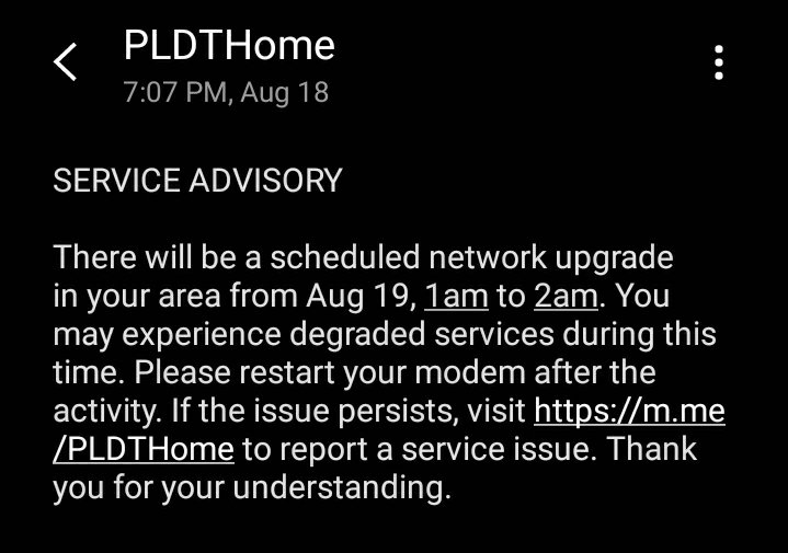 otakuDiON's tweet photo. Unahan ko na kayo pldt, mawawalan na naman ng internet sa loob ng 1 buwan. Galawan maintenance = Biglaang Putol. 😡

@PLDT_Cares https://t.co/8JSlmBa3tM