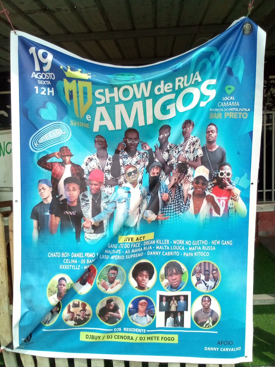 FiveEme's tweet photo. Convite aceite para o show de rua do organizador MD Shine amanhã às 12horas. 
Camama1 rua do hotel futila.📍
+Infor: + 938-011-439 https://t.co/xxAtBoNPGy