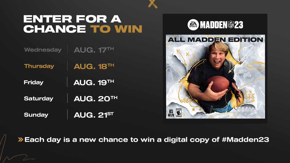 Day 2️⃣ of #Madden23 Code SZN Madden23Giveaways.com gives you more chances to win!