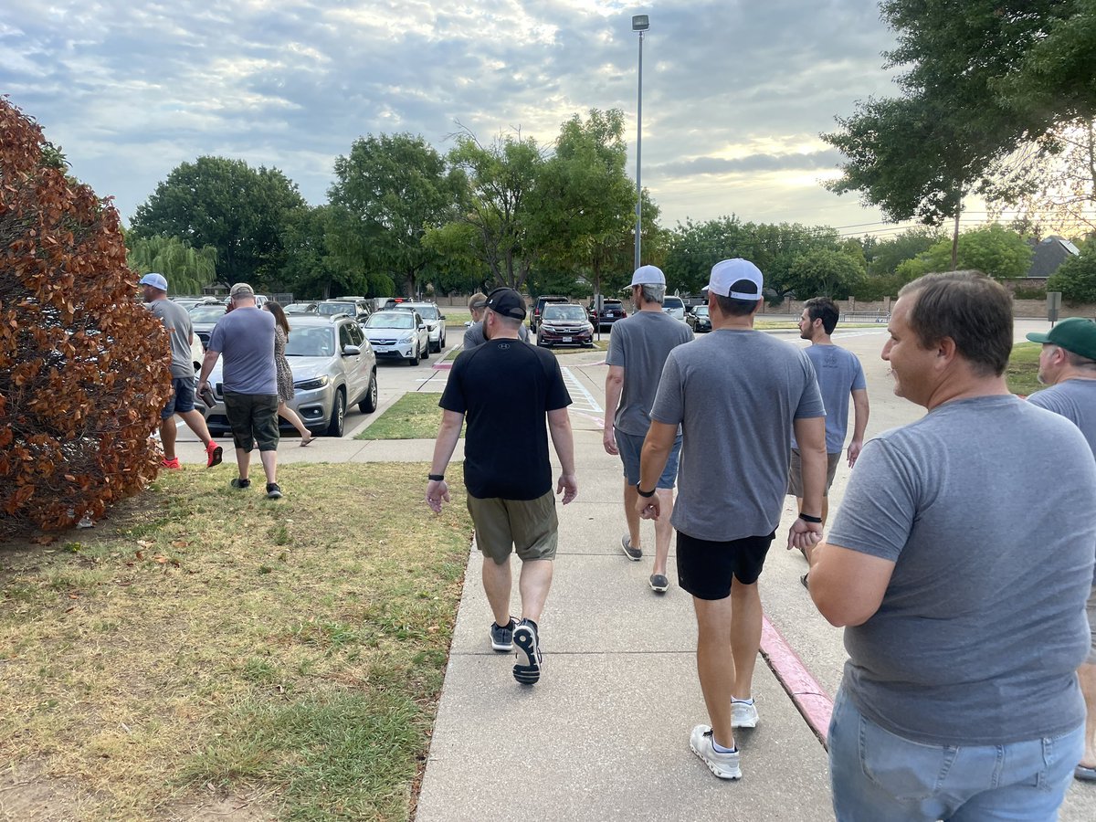 Good Morning! Your #octdadsclub getting some training from @OCTBailey on daily perimeter walks and pulling on and checking doors for being closed and secured! We will be doing this daily shortly after the bell! <a href="/ColleyvillePD/">Colleyville Police</a> #oct4u