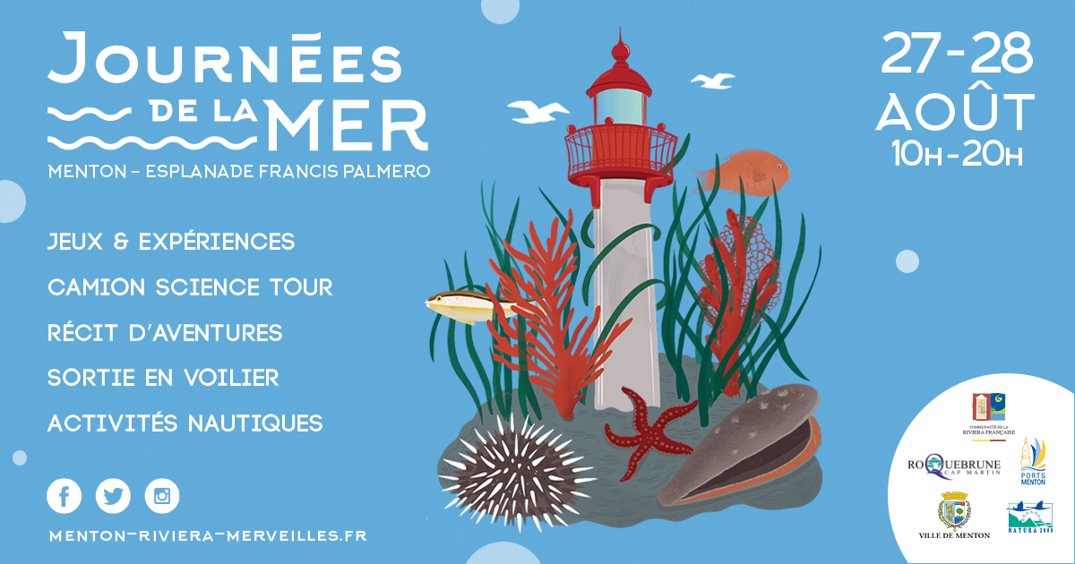 🌊⛵️l 27 e 28 agosto, la Comunità della Riviera Francese (CARF) organizza le sue Giornate del Mare a Mentone. Durante un intero weekend giochi, workshops, incontri e escursioni in mare.
RAMOGE animerà uno stand di sensibilizzazione dedicato alla tutela dell'ambiente marino!🐠🐬