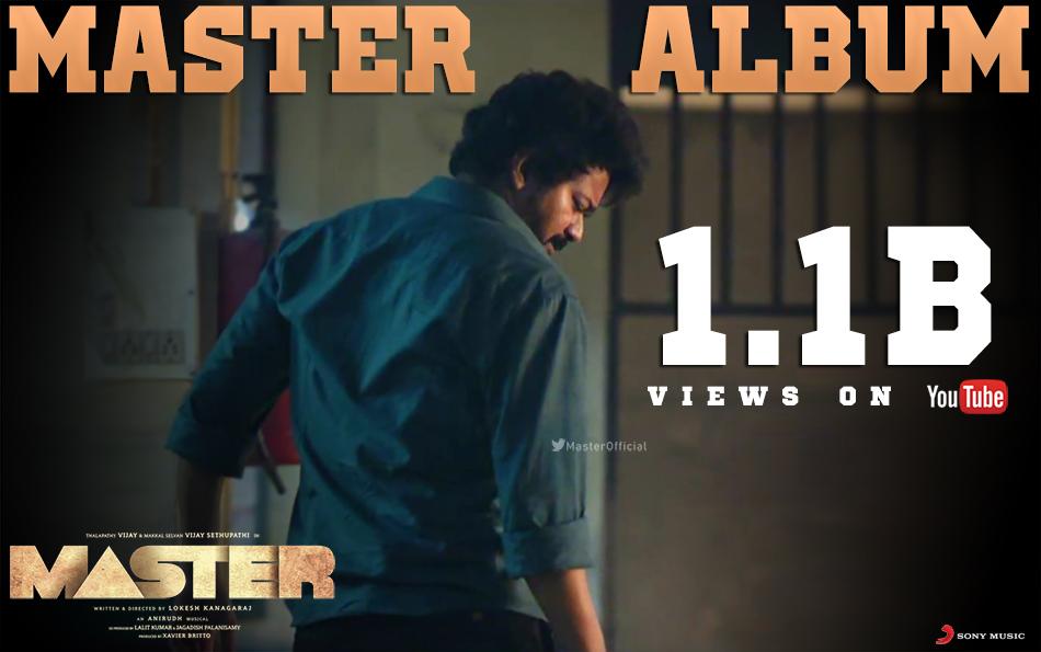 VTMOffl's tweet photo. MASTER Album Hits 1️⃣.1️⃣ Billion @YouTube It's Huge 💥
#Varisu #Beast @actorvijay
#VijayTheMaster #VTMOffl https://t.co/linJVwr2je