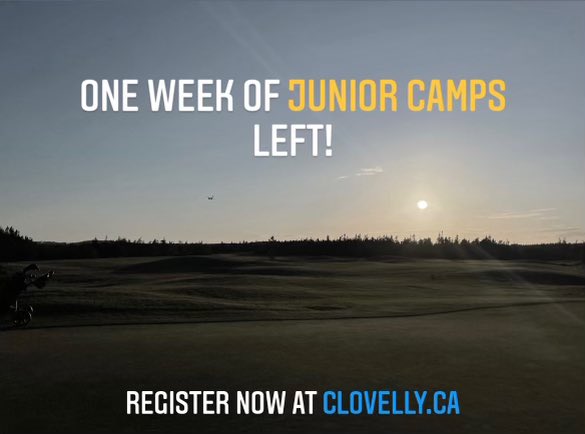 🚨Last chance to register🚨 for 2022 Clovelly Junior Golf Camp!

The summer has been a blast so far and the last week (Aug 22-26) will be no exception!  

Register here: clovelly.ca

🏌️‍♀️⛳️🏌️‍♂️