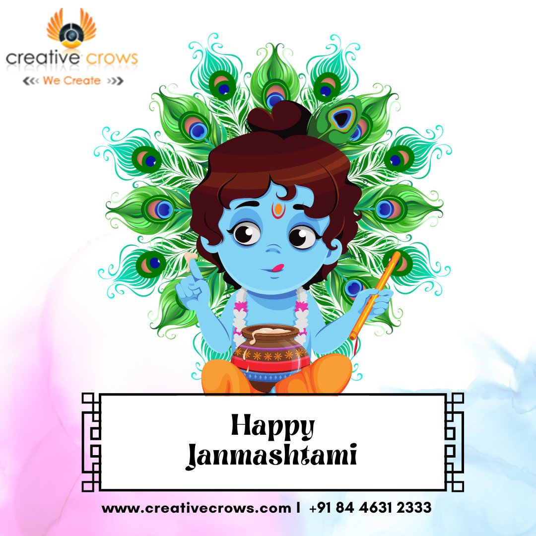 creativecrows's tweet photo. Happy Janmashtami May Lord Krishna come to your house &amp; take away all your Makhan- Mishri with all your worries &amp; sorrow.
#janmashtami #pune #india #creativecrows #digitalmarketingagency #lordkrishna https://t.co/Iv2RIiVzcc