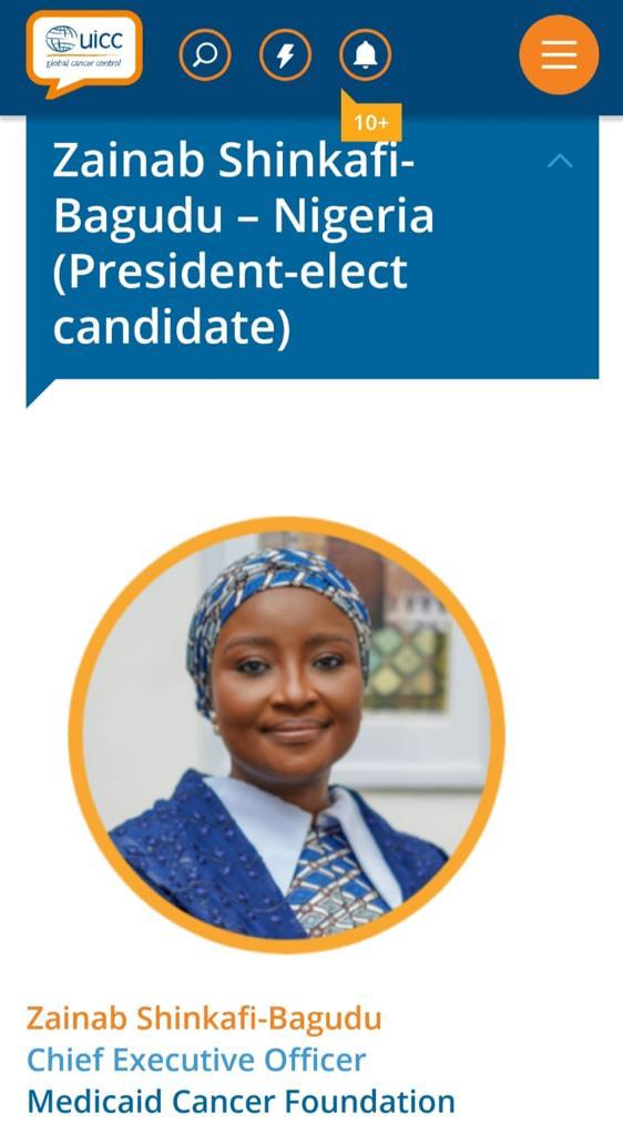 H.E. Dr Zainab Shinkafi-Bagudu <a href="/DrZSB/">Zainab Shinkafi-Bagudu</a> is contesting for the <a href="/uicc/">Union for International #CancerControl</a> President 2022-2024.  
I wish to formally inform the global Cancer community of this decision which will see her consolidate on the phenomenal work she has been doing in the cancer space
#cancercare #canceradvocate