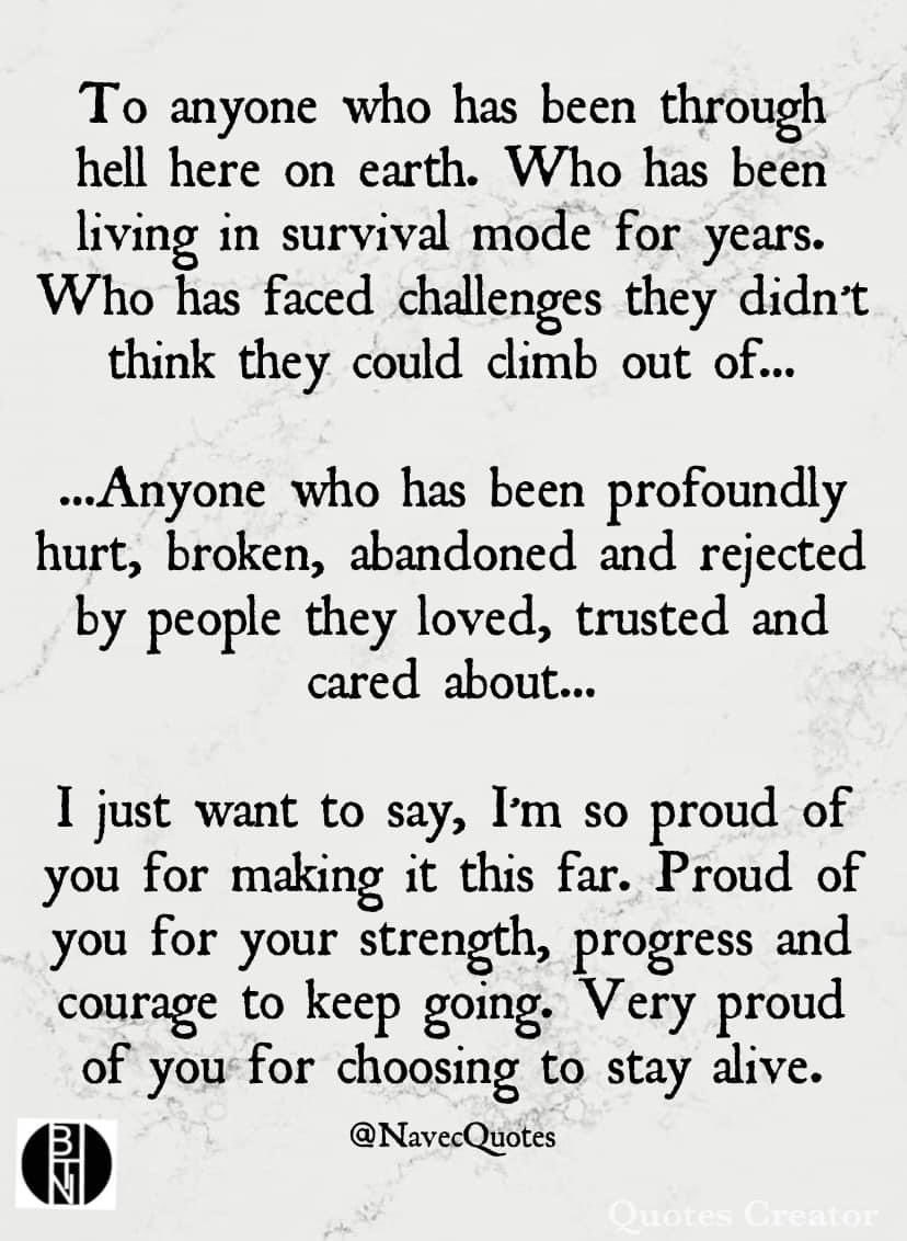 In case nobody told you this lately:

I’m proud of you. So many people wouldn’t have made it this far, but you did. I hope that when you look into the mirror you also feel proud.

#StayStrong! 🤍 

#BeProud 
#BeInspired