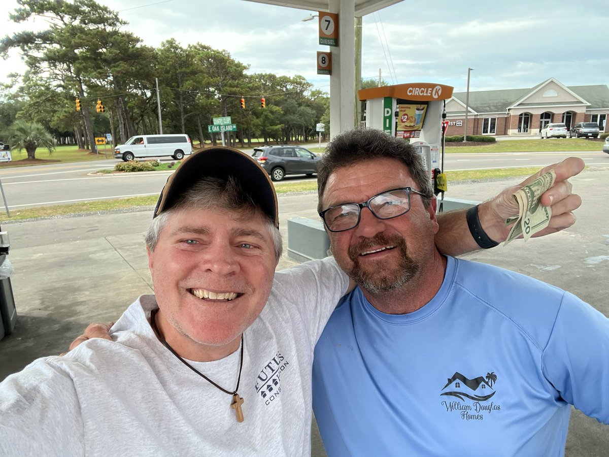 When you drive to a job site in Oak Island with 1/4 tank and no wallet, what do you do?  You put out an F3Bat signal and <a href="/F3Bruco/">F3 BruCo</a> answers the call with brother Gstring <a href="/f3capefear/">F3CapeFear</a> <a href="/F3Nation/">F3</a> #thebrotherhoodisreal