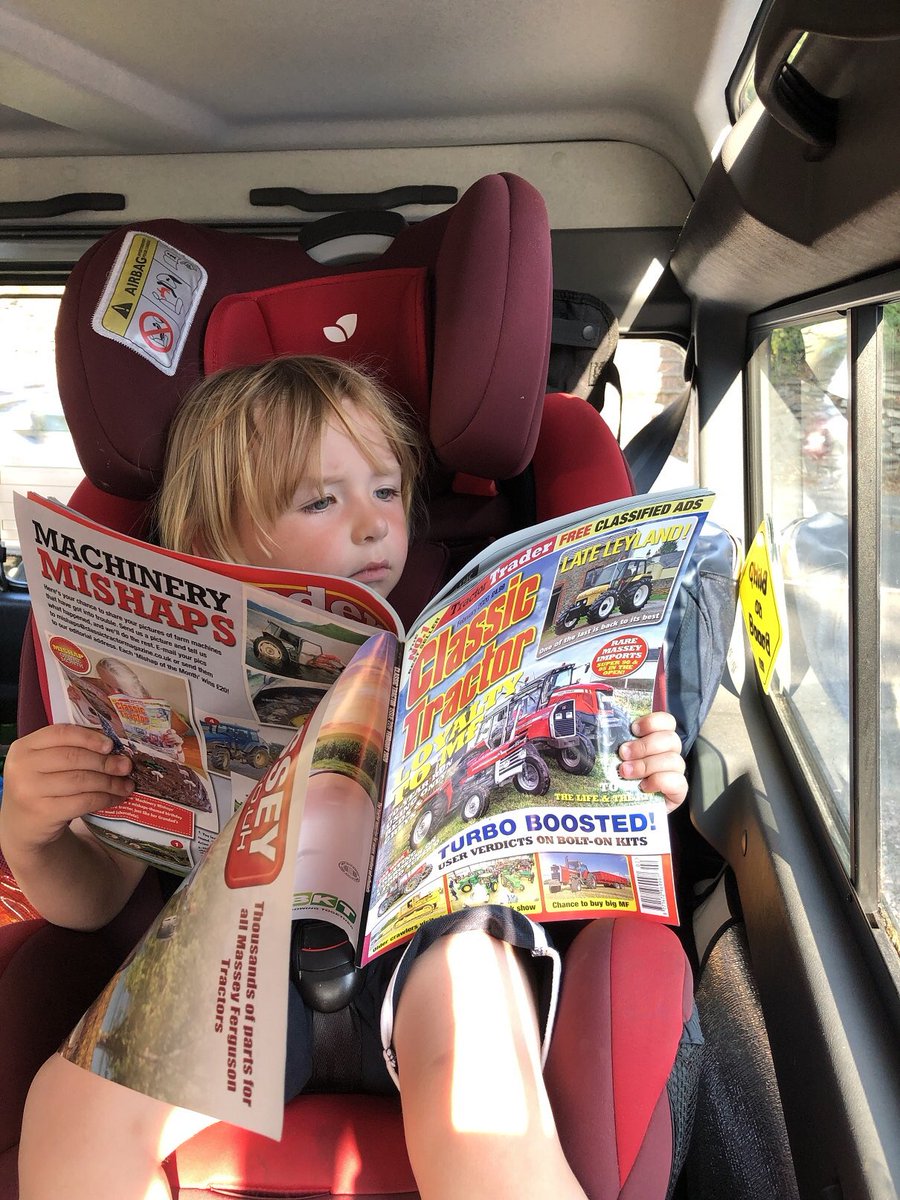 It may be a back issue but the little fella was engrossed in this copy of #ClassicTractor <a href="/ClassicTracMag/">ClassicTractorSandy</a> Blue Tractors @NewHollandAG Green Tractors <a href="/JohnDeere/">John Deere USA</a> &amp; Red Tractors <a href="/MF_EAME/">Massey Ferguson Official</a> are his favourites 😊