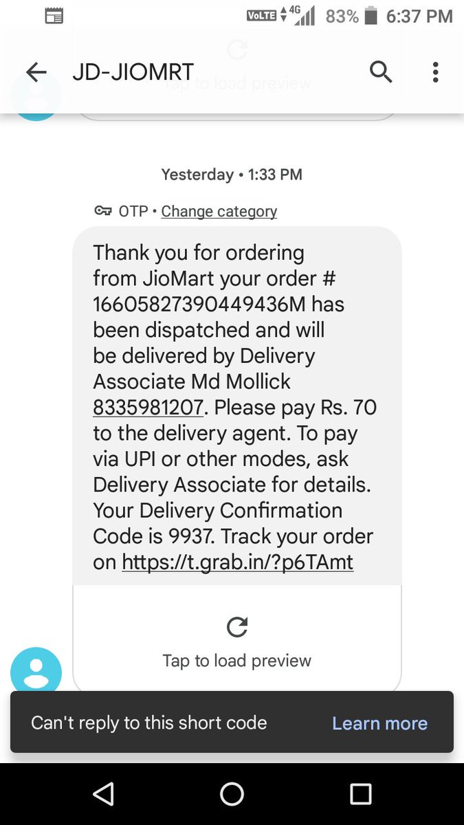 _habib_ind's tweet photo. @JioMart_Support This is very unprofessional work. Everyone will #boycott_Jiomart company if they deliver like this. I gave the number of that delivery boy. We want this incident to be dealt with immediately. And #take_strict_action against MD MALLICK.  thank you. https://t.co/PzcXhrYlhH
