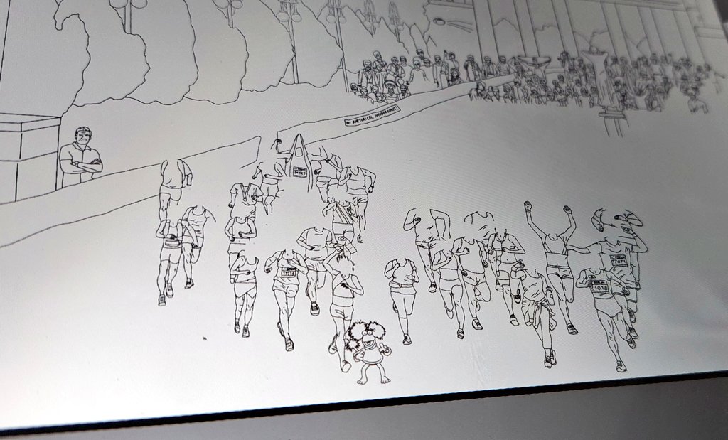 NCCbyKimberley's tweet photo. Have spent most of this 'morning' drawing some slightly sinister headless runners for #WheresWatto https://t.co/fatgAQeJp5
