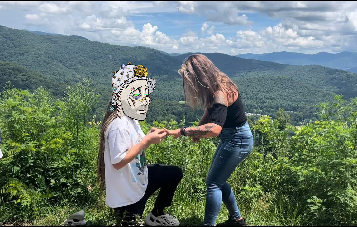 Ya boy got engaged 🎉
Shoeys at the wedding where my <a href="/DeGodsNFT/">DeGods</a> fam at