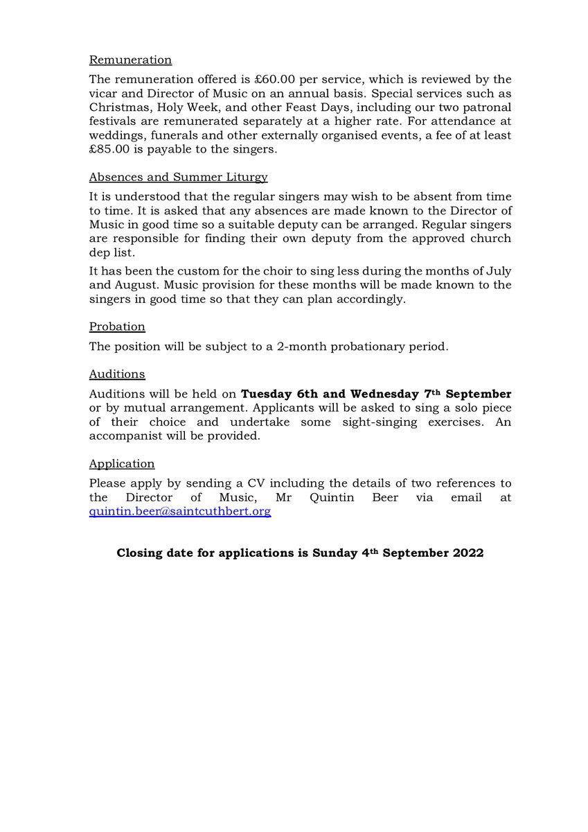 We are recruiting a new paid soprano for our regular Sung Masses! Advert below. Please let those who might be interested know.