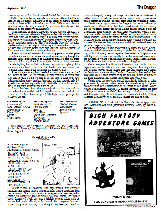 CalstaffTheGold's tweet photo. From Dragon #41 (Sep/80), more Norse heroes and three iconic female heroes from fiction are featured in the month's installment of "Giants in the Earth".
#1e #ADnD #CharacterStats https://t.co/DJ7sKl9kKD