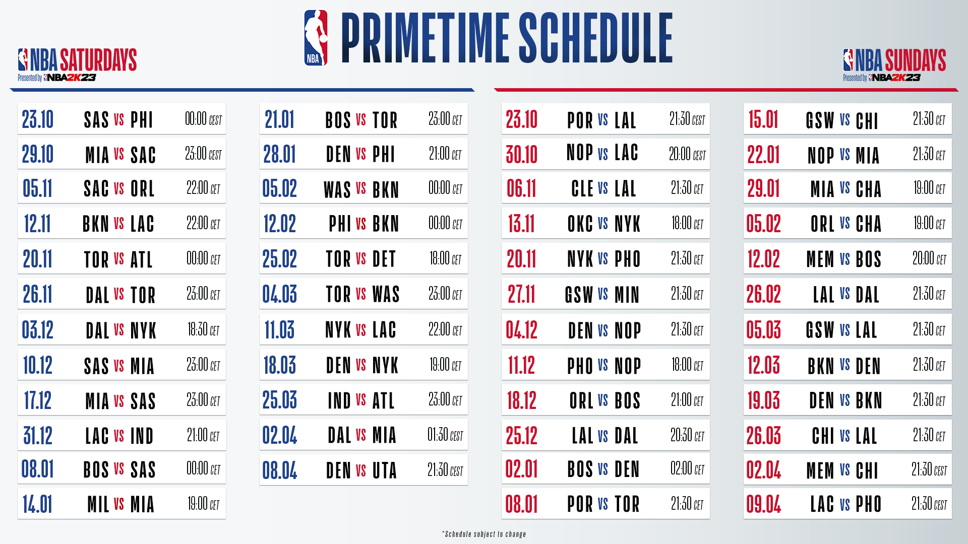 Jogos da NBA ao vivo na BAND (Calendário temporada 2022-23)