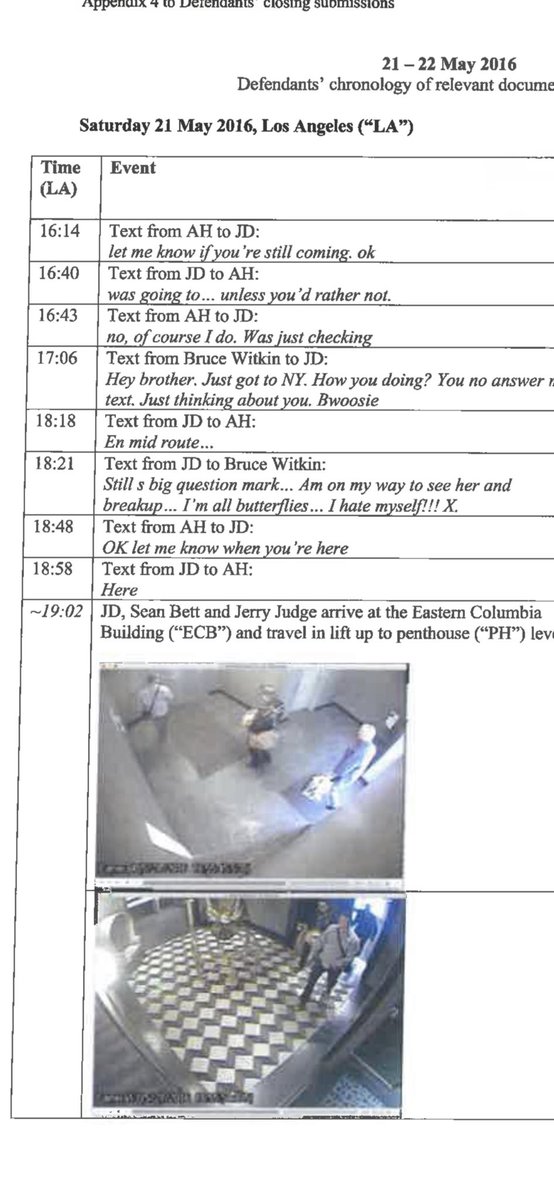 punk_garden's tweet photo. 🧵May 21st 2016 - a re-examination of the timeline and evidence for “the phone incident”.

#JohnnyDepp, Sean and Jerry arrived at 7:02, and left at 8:29. #AmberHeard was waiting. https://t.co/fAmheRHYNZ