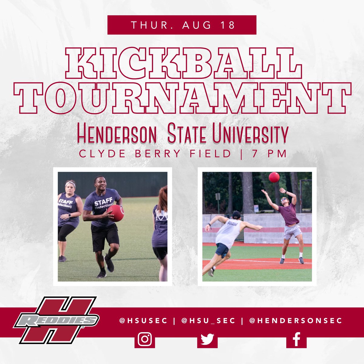 Tonight is our Annual Kickball Tournament at Clyde Berry Field starting at 7:00pm.
Deadline to sign up on-site is 6:30pm.
We will have tacos and churros. We hope to see you there!!
#WelcomeWeek2022 #ReddieForWhatsNext