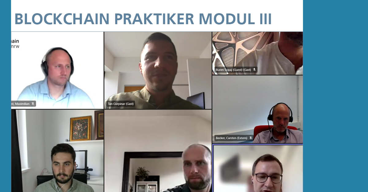 blockchain1_eu's tweet photo. Das dritte Modul unseres Blended Learning Formats #blockchain Praktiker läuft aktuell mit Tan Gürpinar vom @LFO1971. Welches Potenzial für den Einsatz der Blockchain-Technologie schlummert in Ihrem Unternehmen? Gemeinsam finden wir es heraus! @DWNRW https://t.co/EKuDj9eZAz