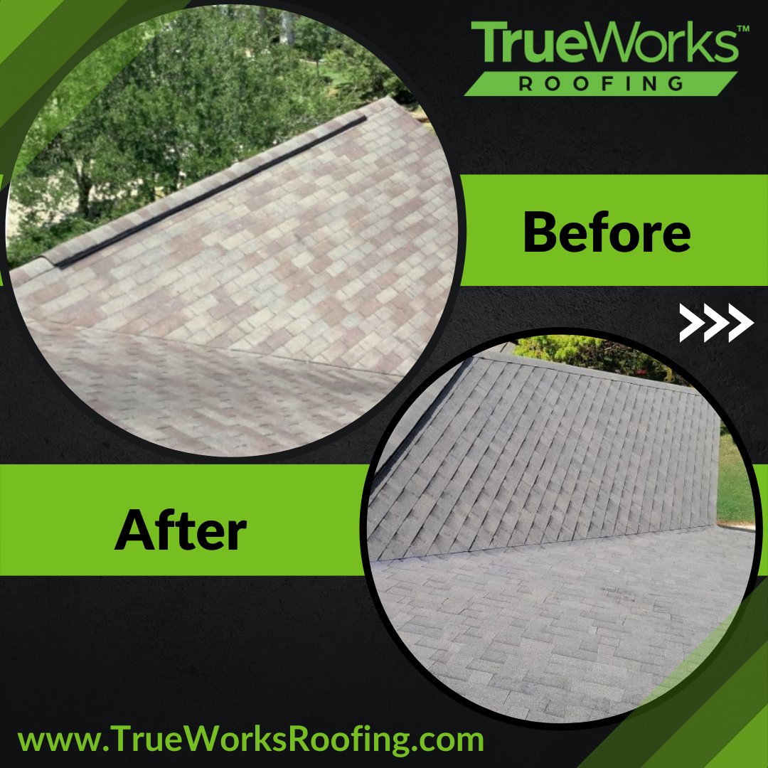 TrueworksR's tweet photo. A before and after from a recent roof project in Tomball, TX.  Visit our website to learn more and schedule a free roof consultation for your next #roofrepairs or #roofinstallation project: https://t.co/Nxq4wKcry3 

#houstonroofer #houstonroofingcompany #newroof #roofrepair https://t.co/D0Dwsj5nm0