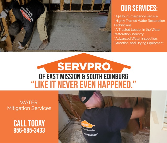 Remember, every water loss is different but it is no challenge for our techs or our highly advanced equipment. 
We have seen it all and done it all and can make any damage "Like it never even happened."

Call Us 24/7 – (956) 585-3433
servproeastmissionsouthedinburg.com/contact/contac…