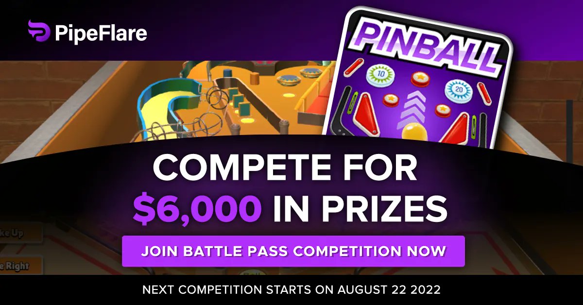 PipeFlare's tweet photo. Our Next Battle Pass Competition Is Next Week. Are You Ready To Compete For $6,000 In Prizes? 

🗓️ : August 22nd-26
🎮 : Flare Pinball
🤑 : $6,000 Total Prize Pool

Limited Passes Available. Get My Pass Now. 👉 https://t.co/ATdvWUfClg https://t.co/CE1RuuF1BR