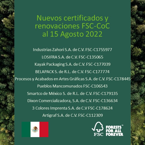 FSCMEXICO's tweet photo. Se mantiene el crecimiento de la #ComunidadFSC gracias a las nuevas empresas que se incorporan a la certificación así como las que deciden renovar su certificado. ¡Gracias por #ElegirFSC!

#JuntosSomosFSC #ProducirConservando #BosquesParaTodosParaSiempre https://t.co/erWNJph2b0