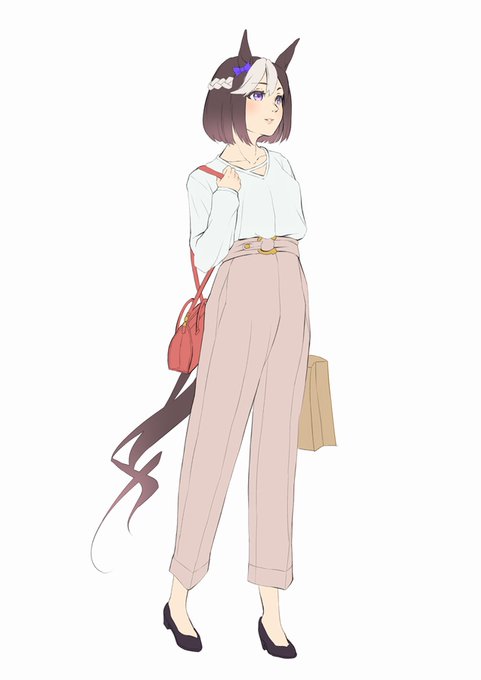 私服スペちゃんハイウエストのスラックス?に挑戦してみたんですが・・・、難しい!#スペシャルウィーク #ウマ娘 