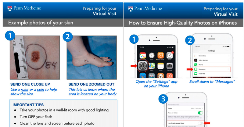 nejmcatalyst's tweet photo. How a multidisciplinary team from @PM_Innovation/@PennMedCDH/@PENNWaytoHealth developed Penn Preview, a simpler user experience for patients to share photographs in advance of a #teledermatology visit that also reduces administrative burden for staff: https://t.co/ZakYCnveS9