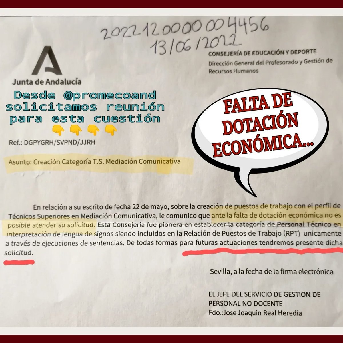<a href="/EducaAnd/">Consejería Desarrollo Educativo y FP</a> #MecosTenemosDerechos
<a href="/EducaAnd/">Consejería Desarrollo Educativo y FP</a> a ver cuándo crean y aprueban, para la FP de #mediacioncomunicativa
➡️Categoría profesional específica
➡️Relación de Puestos de Trabajo

Si hay dinero para crear titulaciones de FP, tb lo habrá para dar salida profesional ¿no?