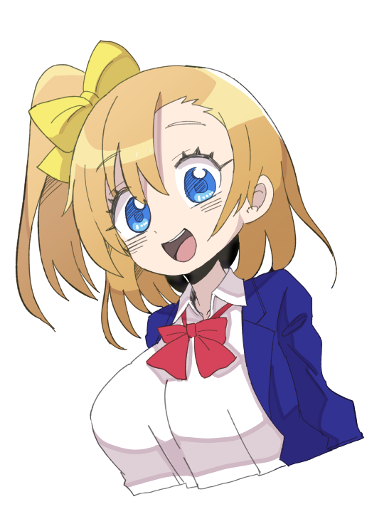 kousaka honoka 1girl blue eyes solo bow jacket one side up smile  illustration images