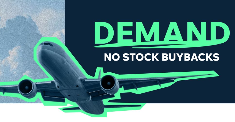 Our union coalition launched #GreedDoesntFly to demand the airlines commit to fixing operational issues before sending cash to Wall Street. The ban on stock buybacks expires tonight at midnight. So how have the airlines responded? Let's take a look: 1/12 https://t.co/vd8qmCjL1i