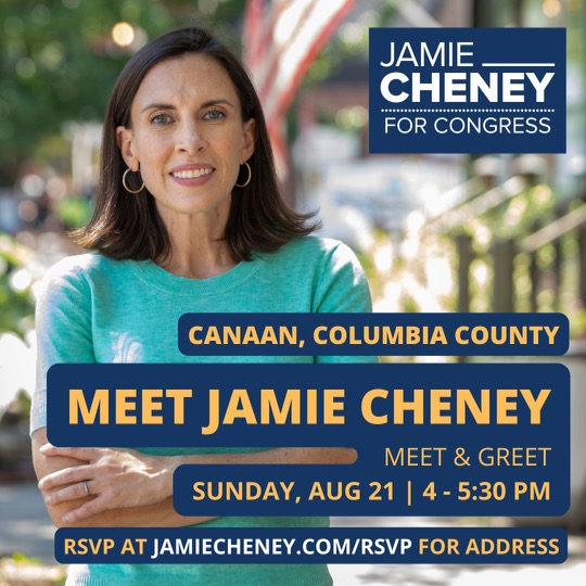 jamiecheney4ny's tweet photo. Join me this Sunday at 4PM in Canaan for one of my last meet-and-greets before Tuesday’s election! 

Voters across #NY19 know what is at stake- come hear why I'm the candidate best suited to win this toss-up seat. 

RSVP for the address at https://t.co/9o9kyQVzM2. https://t.co/78OTvK8bm1