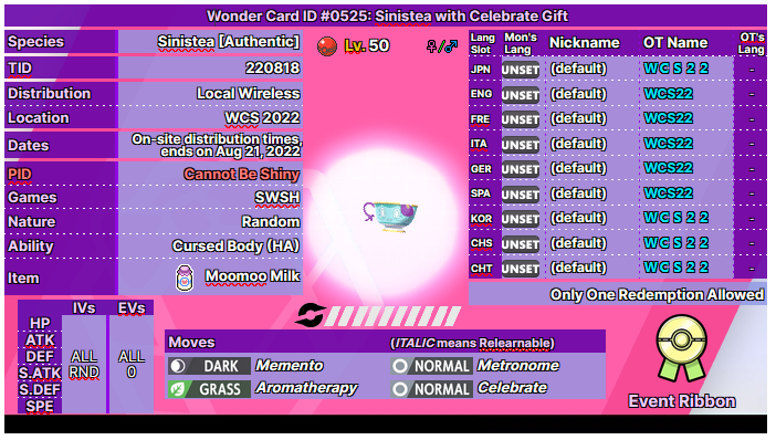 PokeEventNews's tweet photo. A look at WCS22's Local Wireless Sinistea.

Credits to @zaksabeast for helping get this cup of tea :) https://t.co/VIuh00Ileu
