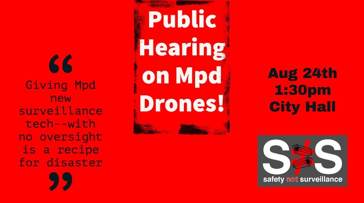 snsmn_'s tweet photo. 🗣  MPD is set to buy drones and we are 7 days away from the public hearing! 

Council is not voting up or down so this hearing is our only chance to intervene. 
It’s true many police depts across MN have drones–but they aren’t MPD. https://t.co/fLO5I5mWRa