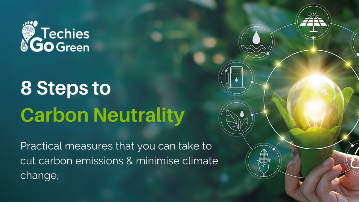 Techies Go Green's 8 Steps to #CarbonNeutrality 🌍 👉 eu1.hubs.ly/H017rwL0

#carbonofsetting #renewableenergy #carbonneutral #techiesgogreen #renewableenrgy #greenit #sustainabiliy #carbonfootprint