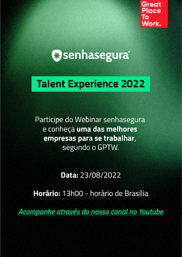 segura_security's tweet photo. Quer saber como é trabalhar em uma das melhores empresas de cibersegurança do Brasil? https://t.co/vYZXOMAjNX
Então participe do nosso webinar e conheça nosso programa de estágio 2022!
#empresas #webinar #programadeestagio #GPTW #talentexperience #ciberseguranca #PAM #senhasegura https://t.co/T14oVkjSYf