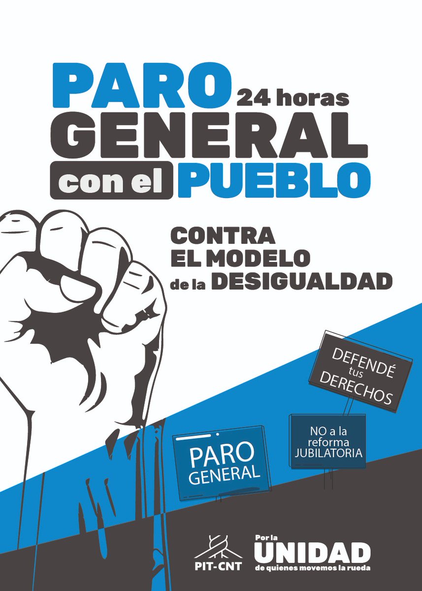 PITCNT1's tweet photo. ✊🏽CON EL PUEBLO
15/9 ・PARO GENERAL · 24 h
contra del modelo de la desigualdad

PIT-CNT

#noseaguantamas #paroPITCNT https://t.co/z9YIdFzvue