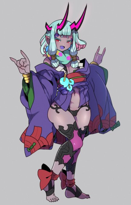 伊吹童子ちゃん(第1再臨)に酒呑童子ちゃんの服を着せたモノ
一応フィルタかけておく 