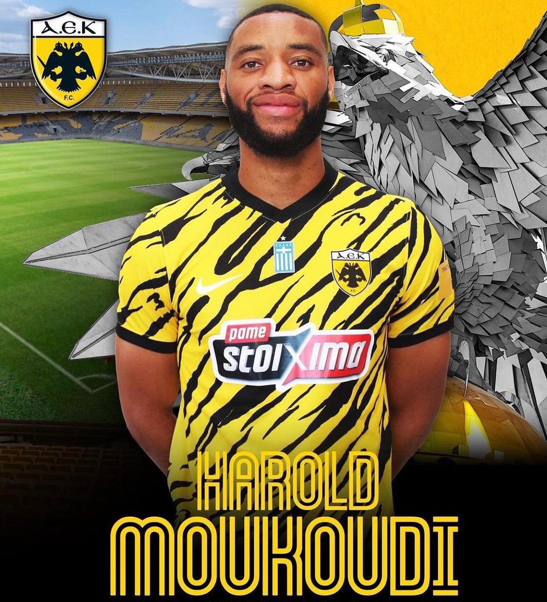 MoukoudiH's tweet image. I am so happy and proud to start a new adventure by your side and honored to wear your colors. 
Thank you to all the fans for your welcome and your kindness. @AEK_FC_OFFICIAL 
💛🖤

#AEKFC #SergentMoukou